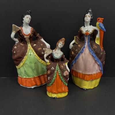 LOT 144: Vintage Hand-Painted Victorian Lady Porcelain Figural Wall Pockets & More