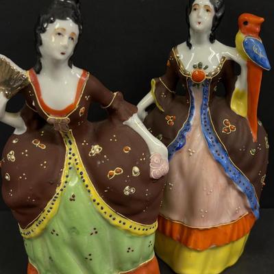 LOT 144: Vintage Hand-Painted Victorian Lady Porcelain Figural Wall Pockets & More