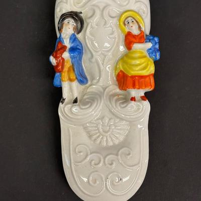 LOT 144: Vintage Hand-Painted Victorian Lady Porcelain Figural Wall Pockets & More