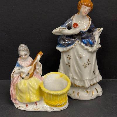 LOT 144: Vintage Hand-Painted Victorian Lady Porcelain Figural Wall Pockets & More