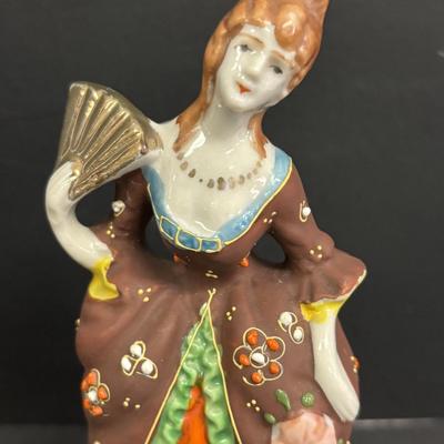 LOT 144: Vintage Hand-Painted Victorian Lady Porcelain Figural Wall Pockets & More