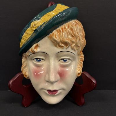 LOT 145: Vintage Art Deco Lady Wall Pockets along with a Vintage Floral Wall Pocket