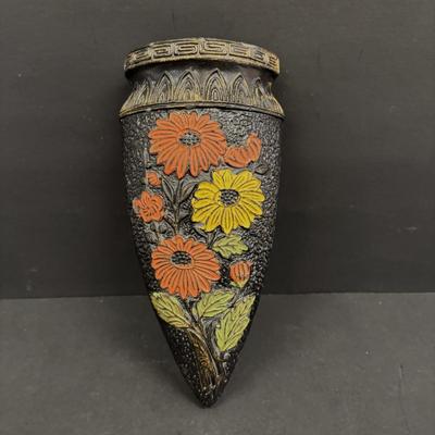 LOT 145: Vintage Art Deco Lady Wall Pockets along with a Vintage Floral Wall Pocket