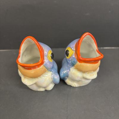 LOT 146: Vintage Japan Lusterware Wall Pockets, Creamer/Sugar Set, Fish/Bird Ashtrays and More