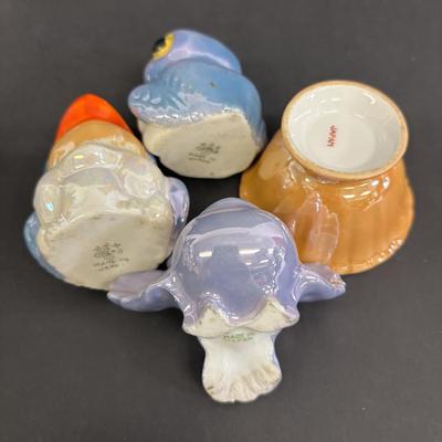 LOT 146: Vintage Japan Lusterware Wall Pockets, Creamer/Sugar Set, Fish/Bird Ashtrays and More