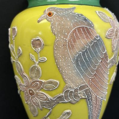 LOT 147: Vintage Moriage Bird Wall Pocket & Hand-Painted Figural Wall Pockets