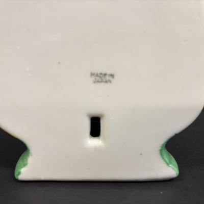 LOT 147: Vintage Moriage Bird Wall Pocket & Hand-Painted Figural Wall Pockets