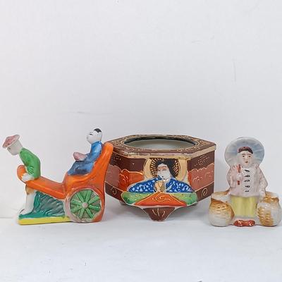 LOT 152: Vintage Japan Enameled and Handpainted Porcelain Figurines Set of (17)