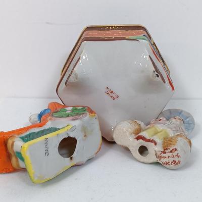 LOT 152: Vintage Japan Enameled and Handpainted Porcelain Figurines Set of (17)