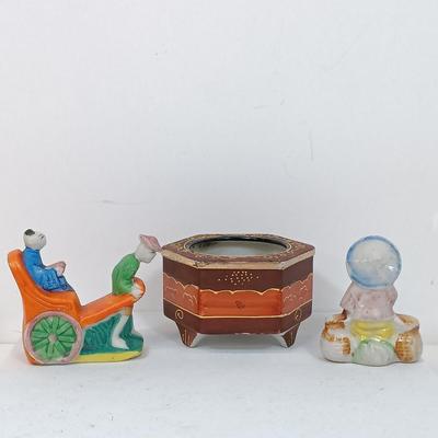 LOT 152: Vintage Japan Enameled and Handpainted Porcelain Figurines Set of (17)