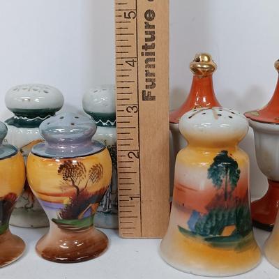 LOT 157: Set of (13) Vintage Lustreware and Handpainted Japan Porcelain Salt and Pepper Shakers