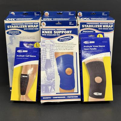LOT 166: New/Old Stabilizer Wraps, Knee Supports & Calf Support
