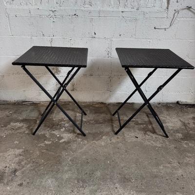 550 Pair of Brown Resin Collapsible Outdoor Tables