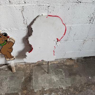 557 Lot of Three Reindeer, Candycane, Dalmatian Hand made Wooden Signs