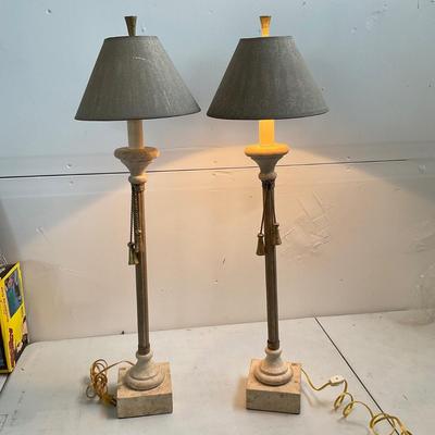745 Pair of Marble Candlestick Style Lamps