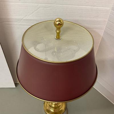 746 Vintage Barley Twist Brass Double Bulb Desk Lamp with Tole Shade