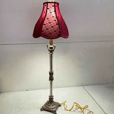 748 Glass / Silver Tone Metal Decorative Candlestick Lamp