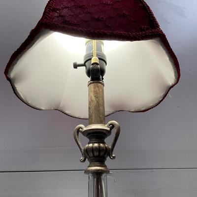 748 Glass / Silver Tone Metal Decorative Candlestick Lamp