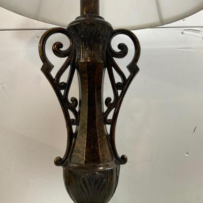 790 Pair of Metal Double Handled lamps with Shades