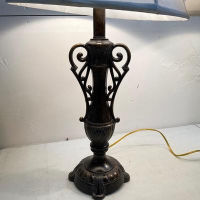 790 Pair of Metal Double Handled lamps with Shades