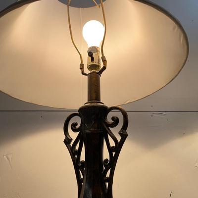 790 Pair of Metal Double Handled lamps with Shades