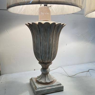 792 Pair of New White Distressed Lamps by Forty West