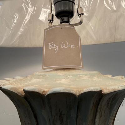 792 Pair of New White Distressed Lamps by Forty West