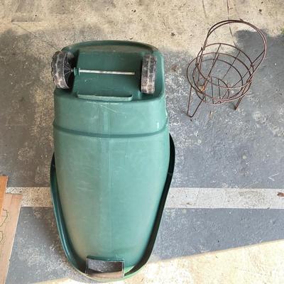 865 Easy Go Two Wheel Garden Cart with Wire Basket and plant stand