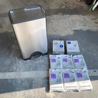 867 Simple Human Stainless Trashcan with Bags