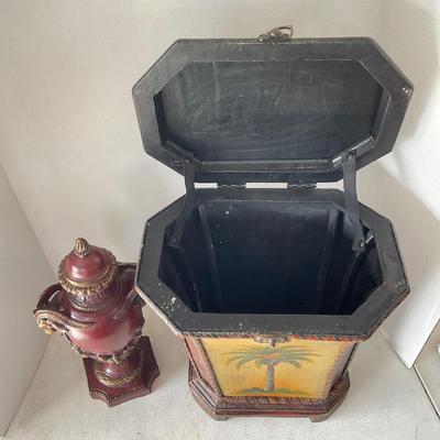 871 Resin Shaped Urn with Decorative Waste Bin