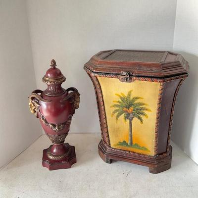 871 Resin Shaped Urn with Decorative Waste Bin