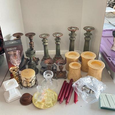 872 Lot of Candlesticks and Candles