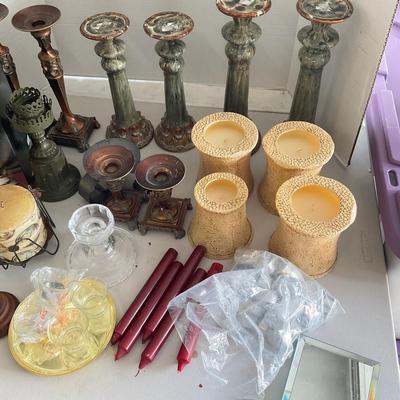 872 Lot of Candlesticks and Candles