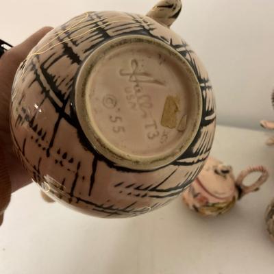 878 Vintage HULL Blossom Flight Teapot Set and Centerpiece Bowl