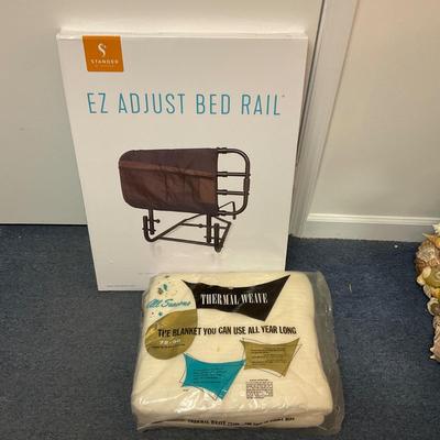 880 New EZ Adjust Bed Rail with New Sealed Vintage Blanket