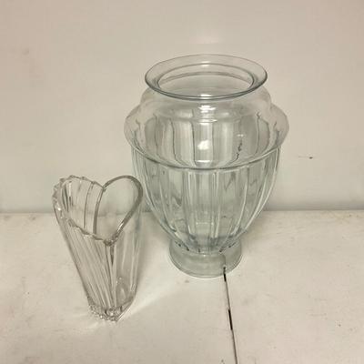 883 Large Urn and Heart Style Glass and Crystal Vase