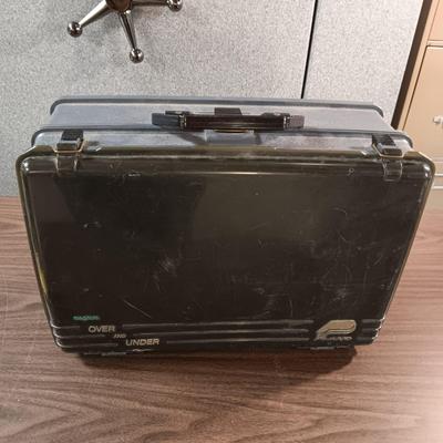 OVER AND UNDER PLANO TACKLE BOX WITH VARIETY OF TACKLE