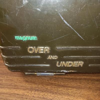 OVER AND UNDER PLANO TACKLE BOX WITH VARIETY OF TACKLE