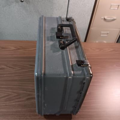 OVER AND UNDER PLANO TACKLE BOX WITH VARIETY OF TACKLE