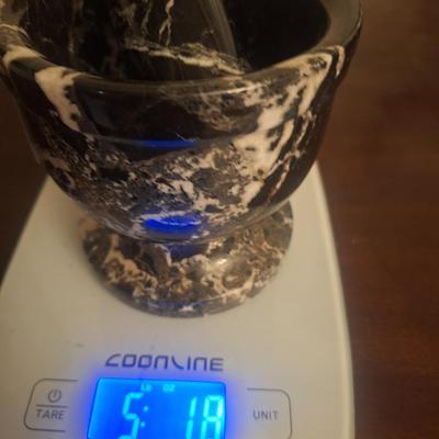 Black marble or onyx mortar and pestel set