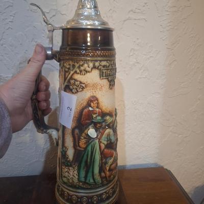 Vintage Gerz or Gerzit German beer stien with pewter lid.  This one is taller than most.