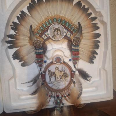 "Scared Powers" wolf art headdress and dreamcatcher wall décor byt the Bradford Exchange