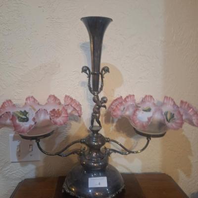 Antique Victorian brides basetks and Epergne- silverplated from an Estate