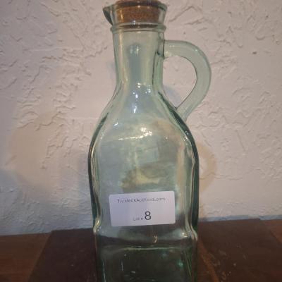 glass pitcher or decanter- looks to be hand blown glass