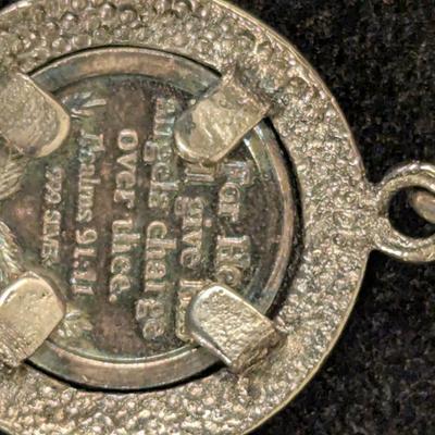 double link sterling silver charm bracelet with stork and other charm- weights 18 grams