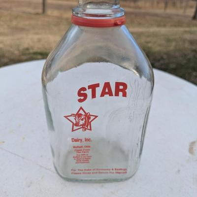 vintage Star Dairy glass milk bottle from Mulhall, Oklahoma