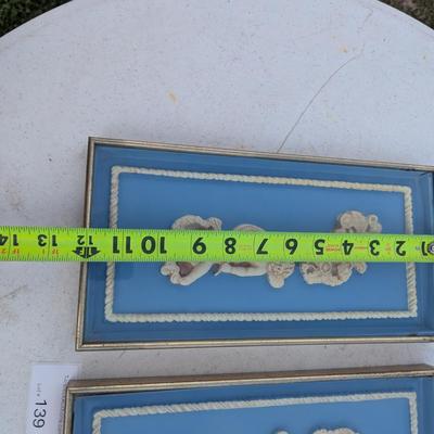  vintage Wedgwood Jasperware cherub wall hangings with gilt frames