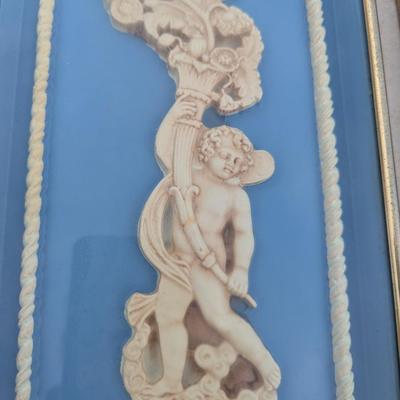  vintage Wedgwood Jasperware cherub wall hangings with gilt frames