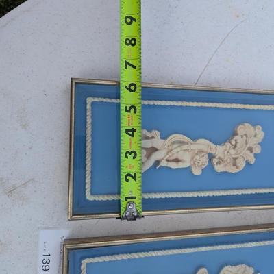  vintage Wedgwood Jasperware cherub wall hangings with gilt frames