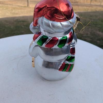 hand-painted glass snowman Christmas ornament,